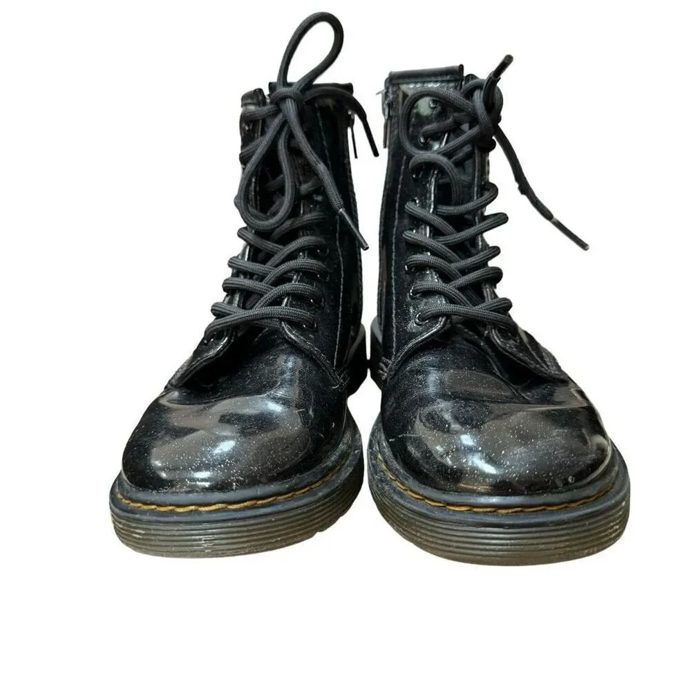 Dr. Martens Black Sparkle Shiny Glitter 1460 Lace Up Womens/junior Boots Sz 3/34